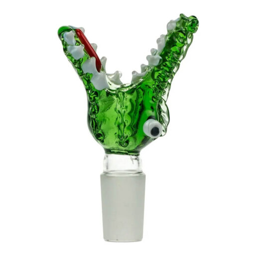 Krokodilgrüner Bongkopf aus Glas, 18 mm