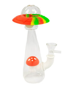 Pilz-Raumschiff-Glas-Silikon-Bong, leuchtet im Dunkeln, 18 cm 2.