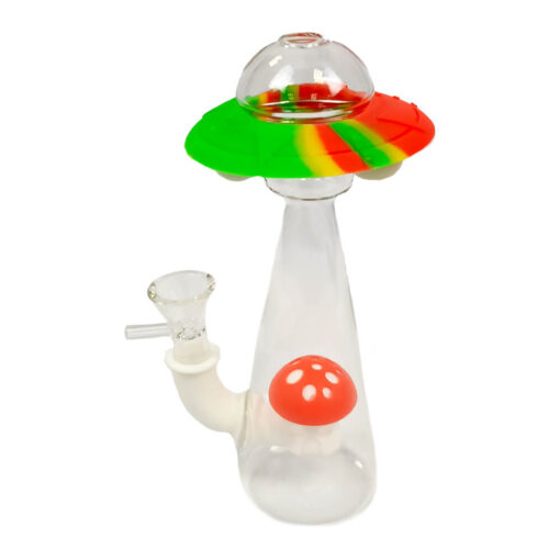 Pilz-Raumschiff-Glas-Silikon-Bong, leuchtet im Dunkeln, 18 cm 1.