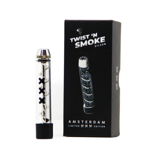 Twist 'n Smoke Twisted Glass Blunt Silber Amsterdam Sonderausgabe